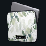 Chic Eucalyptus Monogram Laptop Sleeve<br><div class="desc">Personalize this watercolor eucalyptus greenery design with your name.</div>