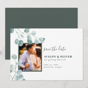Chic Eucalyptus Photo Save The Date