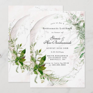 Chic Eucalyptus Pink Bridesmaids Invitations de dé