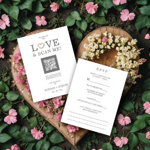 Chic Exquisite Love Quote Pink Floral Heart-Shape RSVP Card