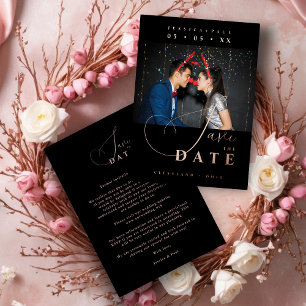 Chic Exquisite Script Photo Christmas Rose Gold