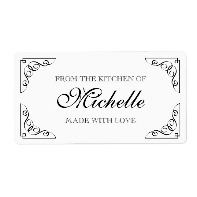 Chic Fabriqué avec amour De la cuisine du étiquett (Devant)