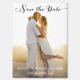 Chic Faded Engagement Photo Save the Date Magnet