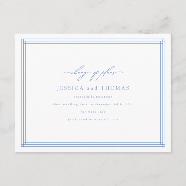 Chic faire-part de report de mariage Changement de (Devant)