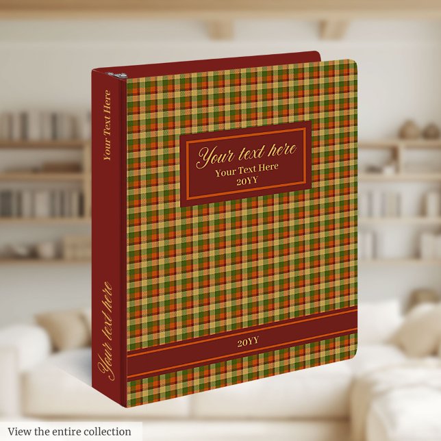 Chic Fall Plaid Recipe Binder Custom Name Autumn (Fall Plaid Recipe Binder Custom Name Autumn Organizer)