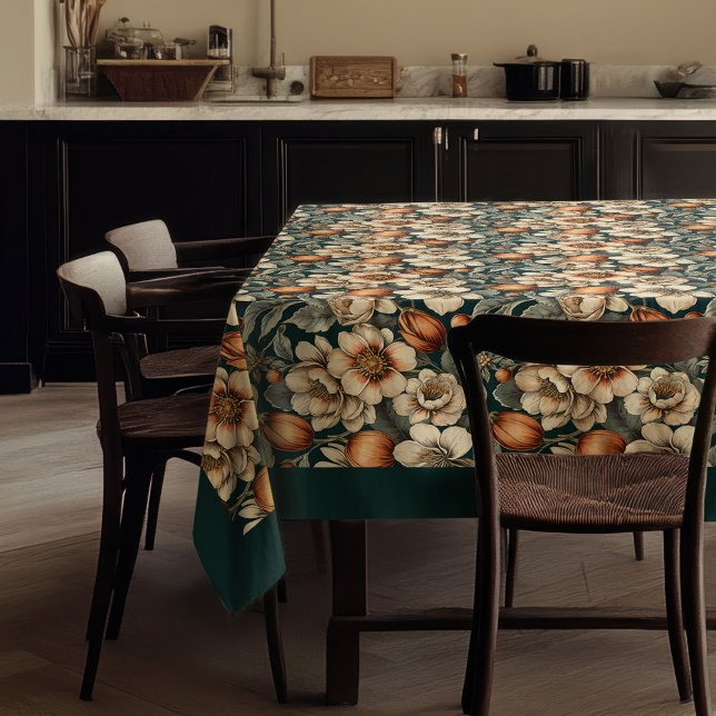Chic fall terracotta ivory flowers pastel blue tablecloth (Chic fall terracotta ivory flowers pastel blue tablecloth)