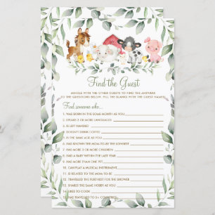 Chic Farm Animals Greenery Find the Guest Game