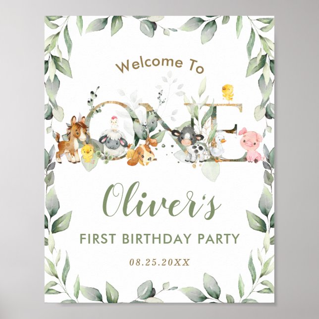 Chic Farm Animaux verdure Anniversaire Affiche de  (Devant)