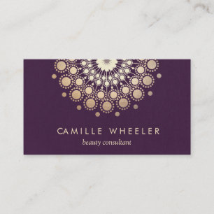 Chic Fashion & Beauty Stylist Gold Rosette Purple Business Card