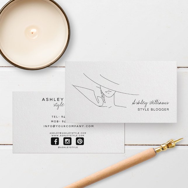 Chic Fashion Blogger, Stylish Fashion Model Business Card (Creator Uploaded)