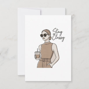 Chic Fashion Girl Stay Classy  Aesthetic Minimal  Thank You Card