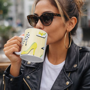 Chic Fashion Stylish High Heels Yellow Coffee Mug