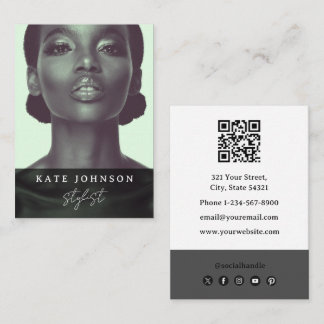 Chic Fashion Stylist Professional Photo QR Code Business Card