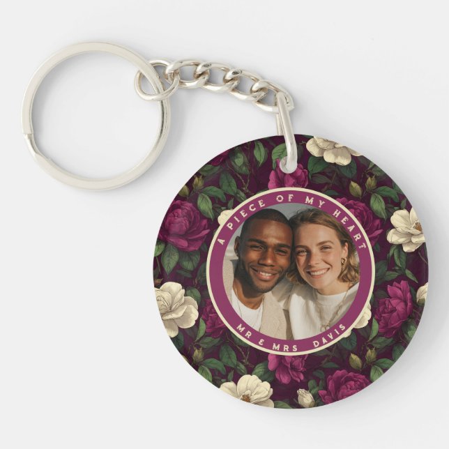 Chic Fathers Day Ideas Custom Photo Keychain (Front)