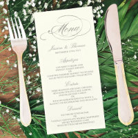 Chic Faux Argent Mariage Menu Modèle - Ivory