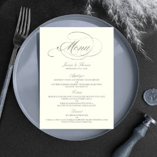 Chic Faux Argent Mariage Menu Modèle - Ivory