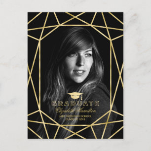 Chic Faux Foil Gold Graduation Announcement Photo Postcard