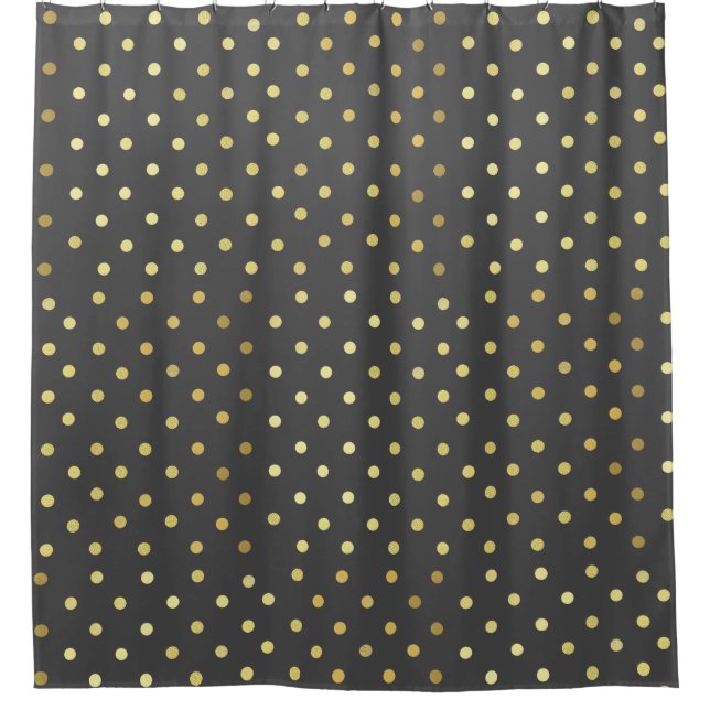 Chic Faux Foil Leaf Gold Dots Grey   (Front)