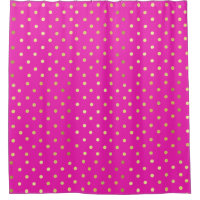 Chic Faux Foil Leaf Gold Dots Hot Pink