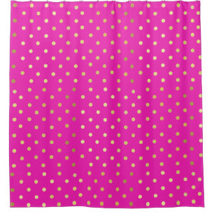 Chic Faux Foil Leaf Gold Dots Hot Pink