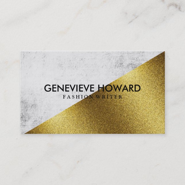Chic Faux Gold and Grunge Geometric Colour Block Business Card (Front)