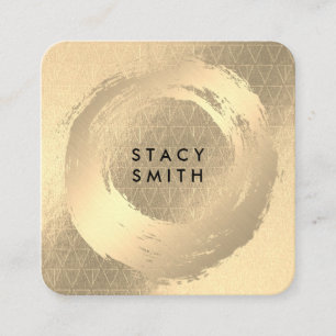 Chic Faux Gold Brushed    Gold Geometric Pattern Square Business Card