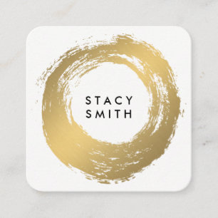Chic Faux Gold Brushed Square Business Card
