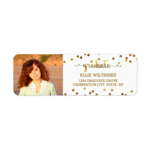 Chic Faux Gold Foil Confetti Graduation Photo