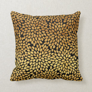 Chic Faux Gold Foil Modern Floral Throw Pillow