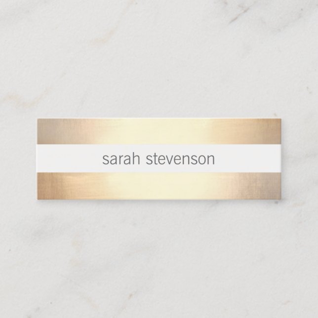 Chic Faux Gold Foil Striped Modern Mini Business Card (Front)