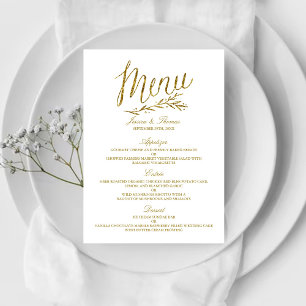 Chic Faux Gold Foil Wedding Menu Template