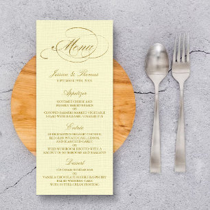 Chic Faux Gold Foil Wedding Menu Template - Ivory