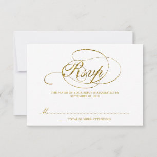 Chic Faux Gold Foil Wedding RSVP Template