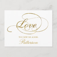 Chic Faux Gold Foil Wedding Thank You Template