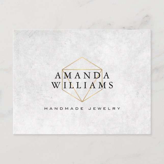 Chic Faux Gold Gemstone Jewellery Designer Postcar Postcard (Front)