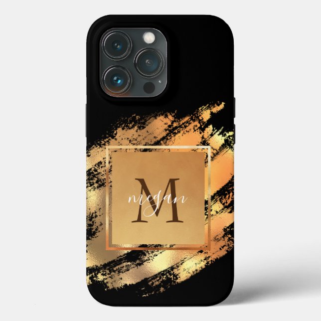 Chic Faux Gold Glam Painted Brushstroke Signature  Case-Mate iPhone Case (Back)
