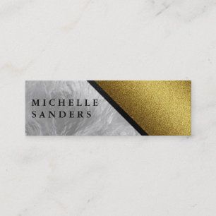 Chic Faux Gold Glass with Leather Trim Mini Business Card