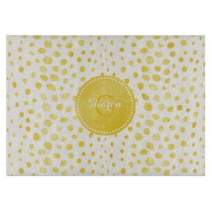 Chic faux gold glitter cheetah print monogram cutting board