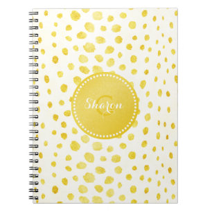 Chic faux gold glitter cheetah print monogram notebook