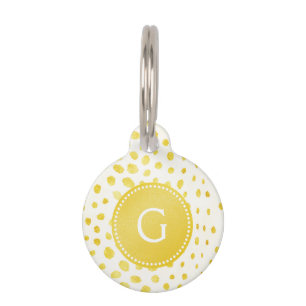 Chic faux gold glitter cheetah print monogram pet tag