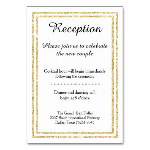 Chic Faux Gold Glitter Trim -Reception Insert Card