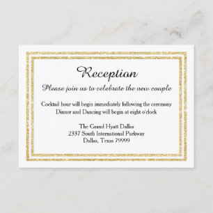 Chic Faux Gold Glitter Trim-Reception Invition Enclosure Card
