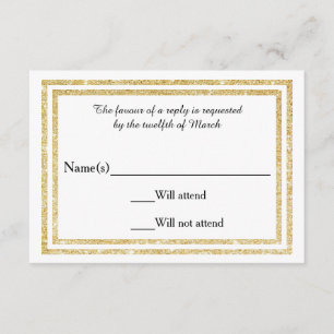Chic Faux Gold Glittered Trim - RSVP Card