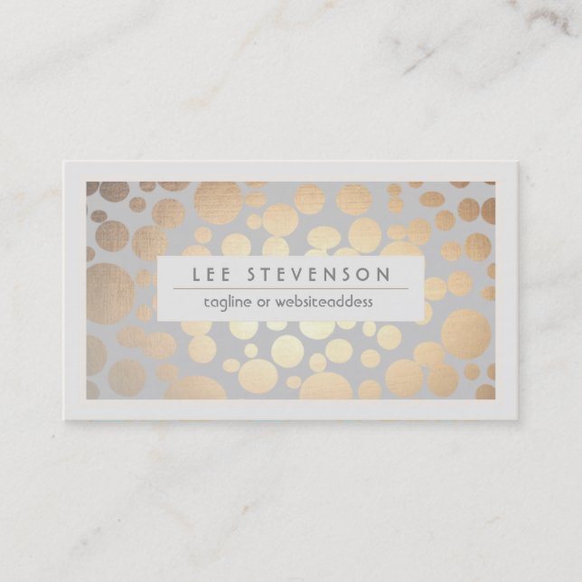 Chic Faux Gold Leaf Circle Pattern Business Card (Front)