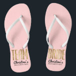 Chic Faux Gold Team Bride Wedding Bachelorette Flip Flops<br><div class="desc">Elegant, chic, and modern faux printed gold outline rose quartz pink, Team Bride keepsake flip flops. This classic and sophisticated design is perfect for the classy, trendy, and stylish bridesmaid or maid of honour. Wear them to the bachelorette party or any pre-wedding event to show your support for the bride....</div>