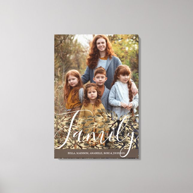Chic Faux Golden Glitter Foliage Full Photo Canvas Print (Front)