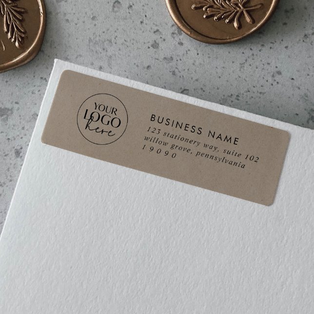 Chic Faux Kraft Business Logo Return Address Label (Creator Uploaded)