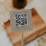 Chic Faux Kraft Business Wedding Website QR Code Square Sticker<br><div class="desc">This chic faux kraft business or wedding website qr code square sticker is perfect for a small business owner or for a wedding. The simple design features classic minimalist black typography on a faux kraft paper look background with rustic boho style. Personalize with your website.</div>