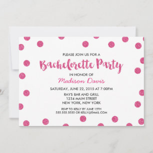 Chic Faux Pink Glitter Bachelorette Party Invitation