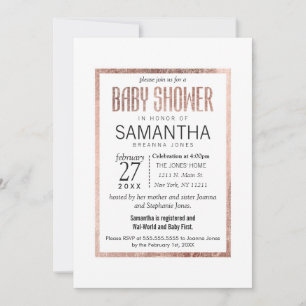 Chic Faux Rose Gold Baby Shower Invitations
